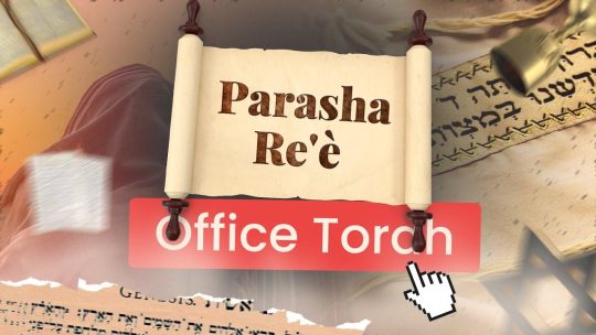 Miniature Youtube TMPI El Bethel représentant un rouleau de la Torah avec le nom de la parasha Terouma dessus en premier plan, puis un talith, une coupe de vin en second plan parasha ree